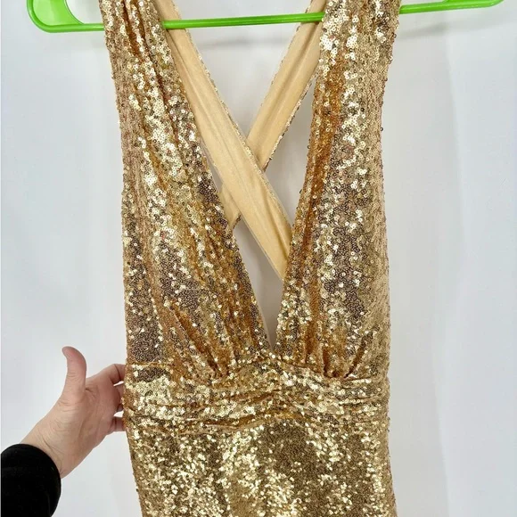 REVELRY Dylan Gold Sequin Dress - Picture 8 of 11